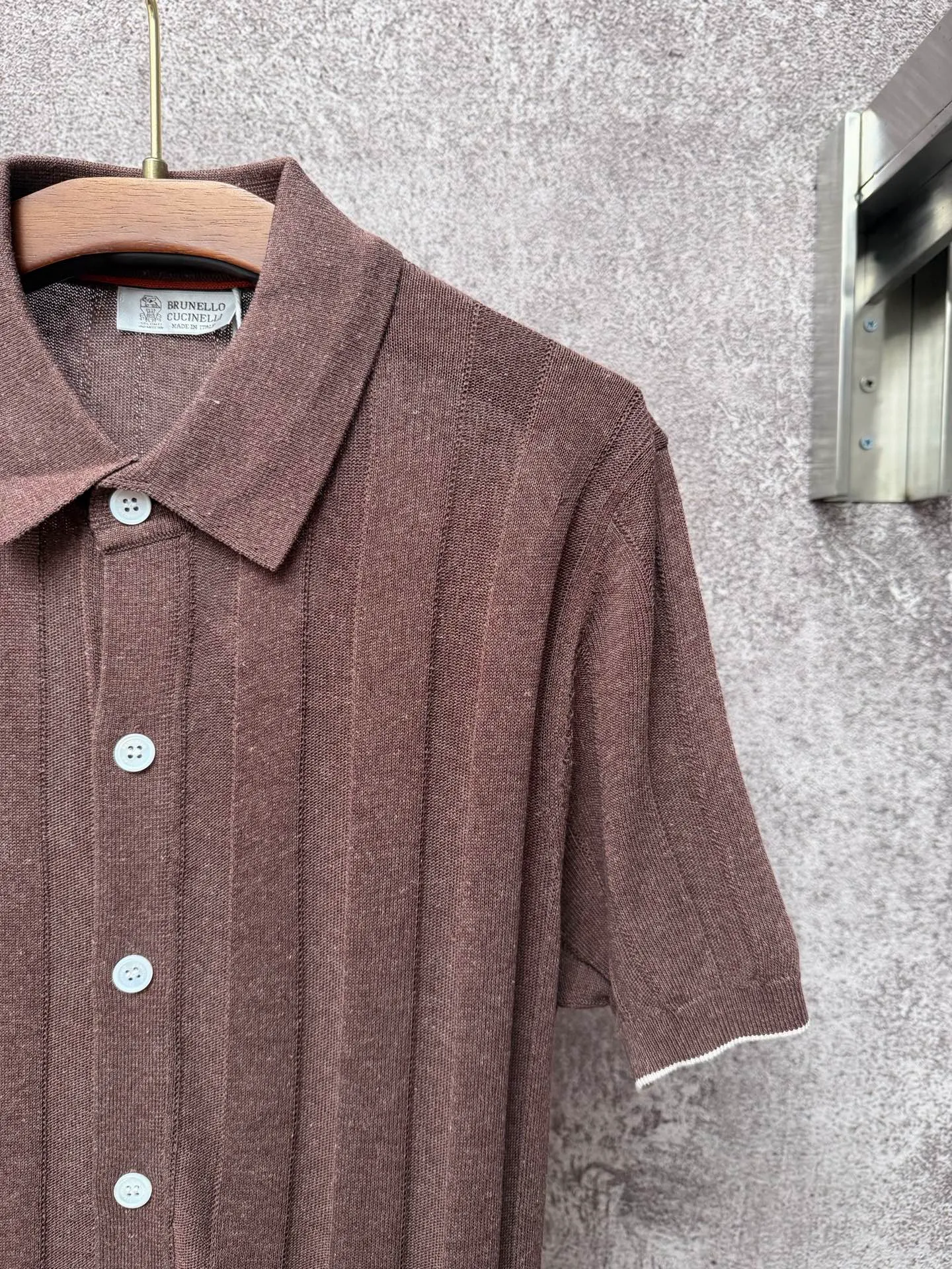 Brunello Cucieli linen old money style lapel button knitted short-sleeved Po Lo shirt Size: S M L XL